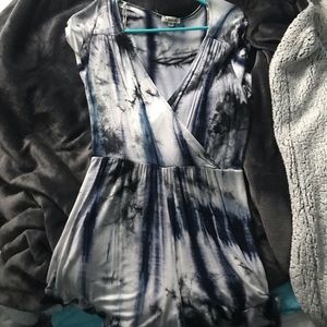 Romper: blue, white and black